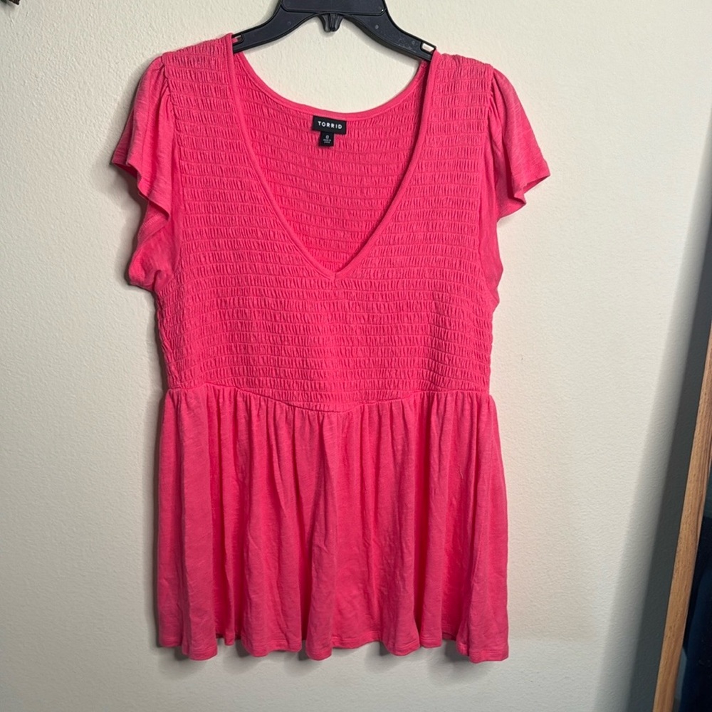 Torrid - V-Neck Smocked Babydoll Top - size 0